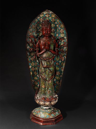 Figure of Avalokiteshvara. Japan, 19th century.
Bronze and cloisonne enamel.