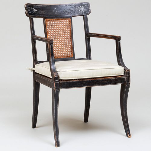 Regency Painted and Caned Armchair