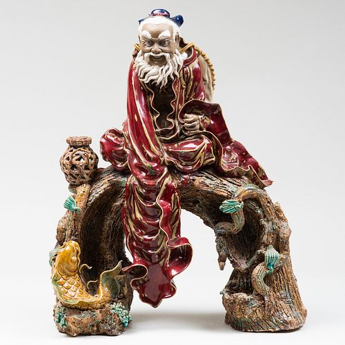 Contemporary Japanese Glazed Earthenware Figure of an Immortal