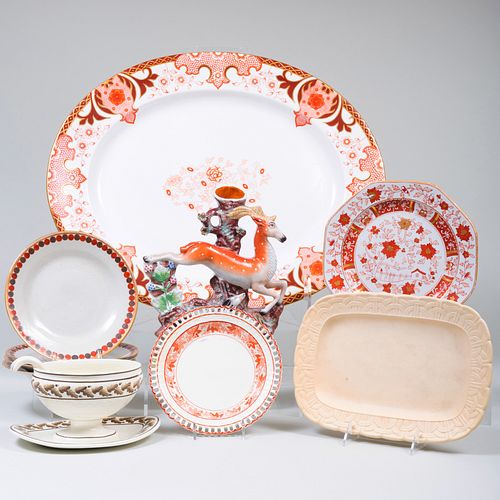 Royal Crown Derby Porcelain Platter and an Assembled Group of Iron Red Decorated Wares