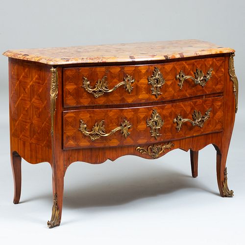Louis XV Style Ormolu-Mounted Kingwood Parquetry Commode