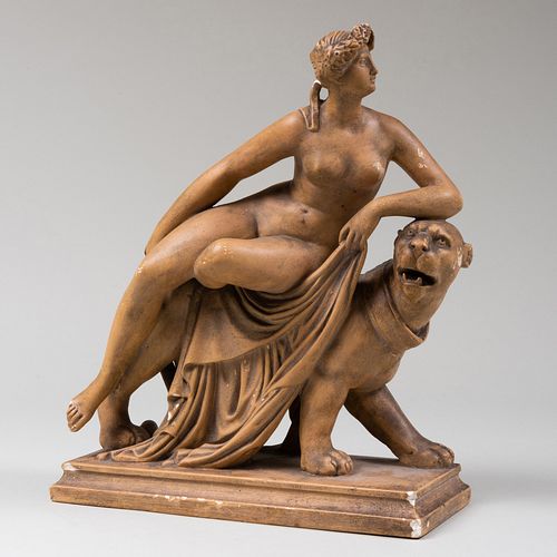 Painted Plaster Figure of Ariadne and the Panther, After a Model by Johann Heinrich von Dannecker