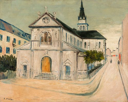 ELISÉE MACLET (Lyons-en-Santerre, 1881 - Paris 1962).
"Church with characters".
Oil on canvas.
Signed in the lower left corner.