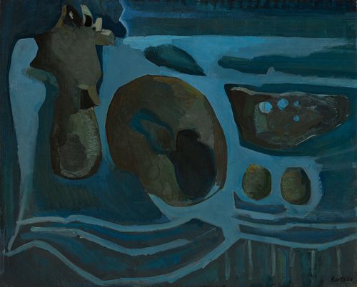 FRANCISCO BORES LÓPEZ (Madrid, 1898- Paris, 1972).
"Nature morte et bleu composition / composition en azul", 1960.
Oil on canvas.
Work reproduced in t