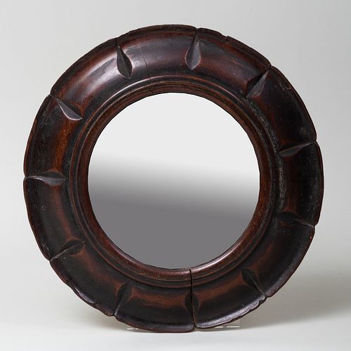 Small Carved Wood Convex Mirror