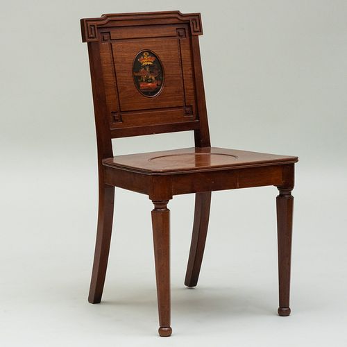 English Mahogany and Painted Hall Chair