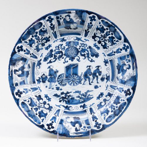 Delft Blue and White Charger with Figures