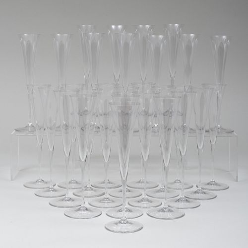 Set of Thirty Glass Champagne Flutes