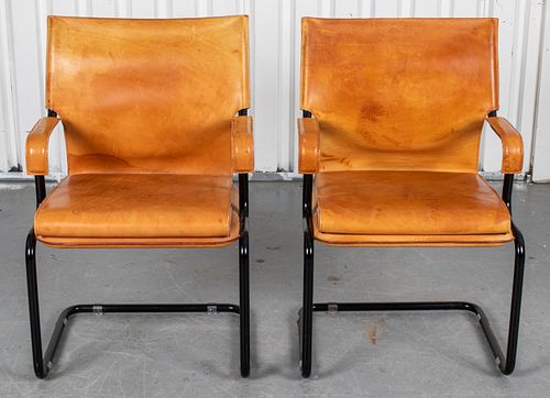 Marcatre Leather Cantilever "Uno" Armchairs, 2