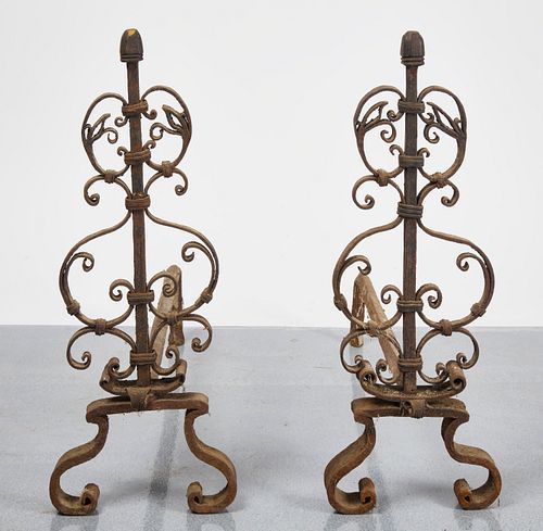 Early Scrollwork Andirons
