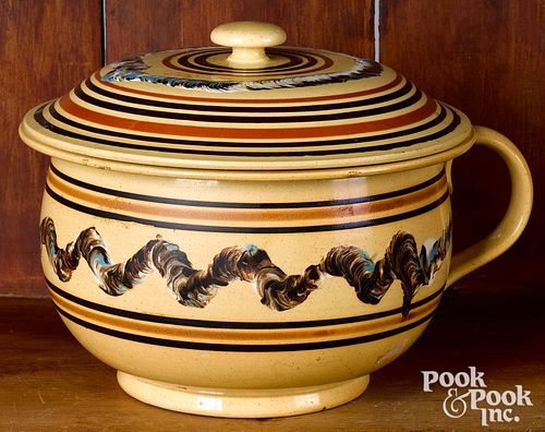Mocha yellowware pot and cover