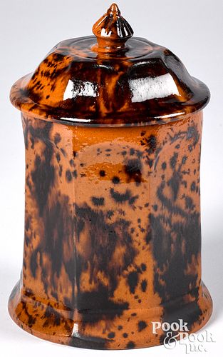 Redware octagonal canister 19th c.