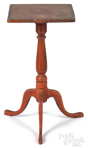 Painted maple candlestand, early 19th c.