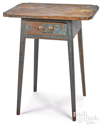 Southern painted hard pine one-drawer stand, early