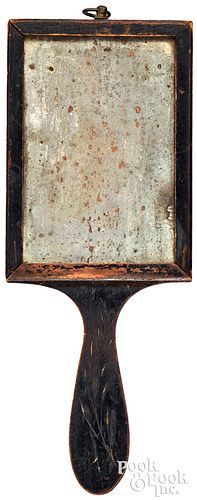 Painted pine dressing mirror, early 19th c., with