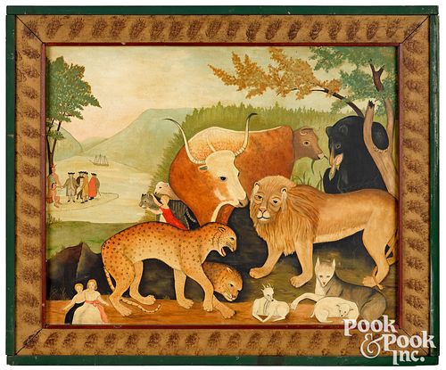 Oil on canvas of the Peaceable Kingdom
