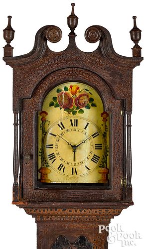 Pennsylvania painted pine tall case clock
