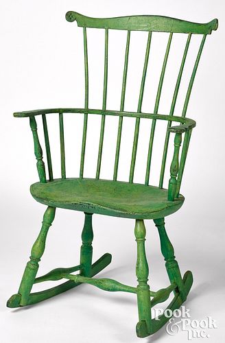 Fanback Windsor rocking chair, ca. 1800, retaining