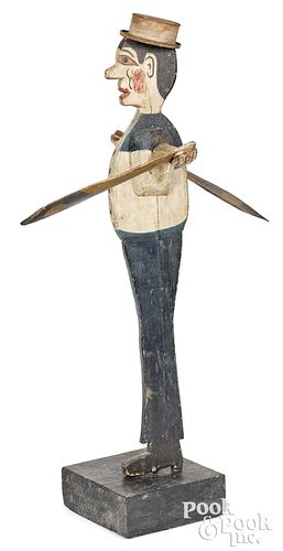 Painted sailor whirligig, early 20th c., with tin