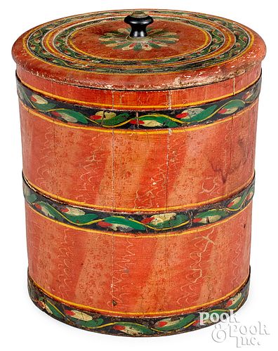 Joseph Lehn painted bucket with lid