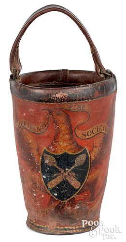 Painted leather fire bucket, 19th c.