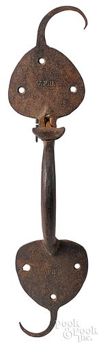 Large wrought iron thumb latch, 18th/19th c., impr