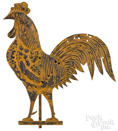 Swell bodied copper rooster weathervane 19th c.