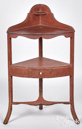 Federal painted pine corner wash stand, ca. 1805,