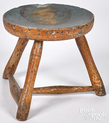 Windsor foot stool, ca. 1820, retaining an old och