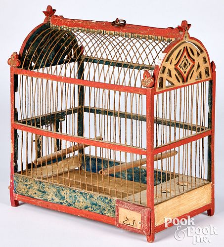 Victorian painted birdcage, 15 1/2" h., 13 1/2" w.