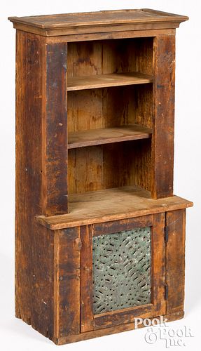 Miniature pine stepback cupboard, 19th c., with pu