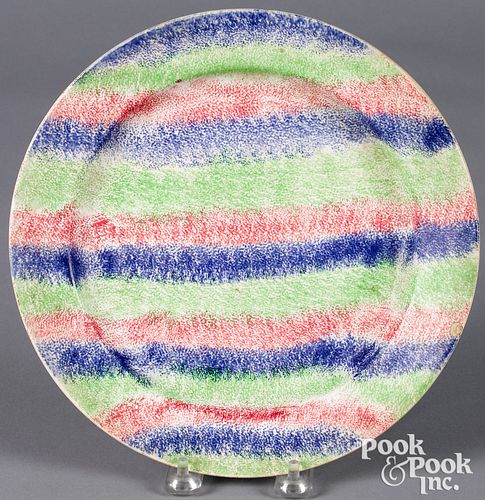 Three color rainbow spatter plate
