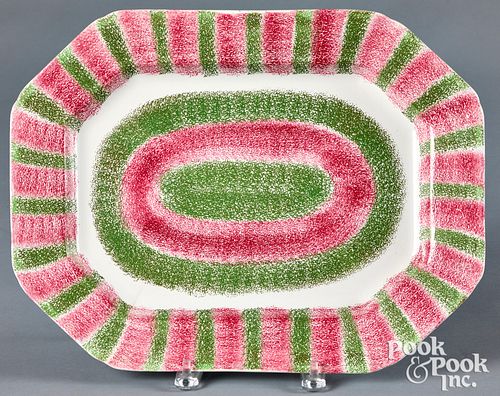 Red and green rainbow spatter platter