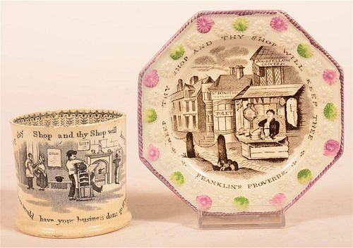 Two Pieces "Franklin's Proverbs" China.