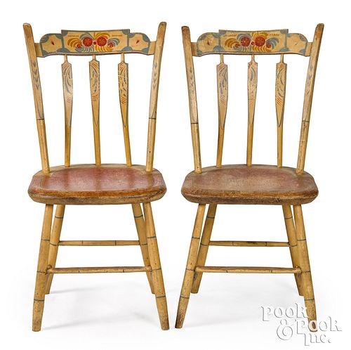 Pair of New England painted arrowback chairs
