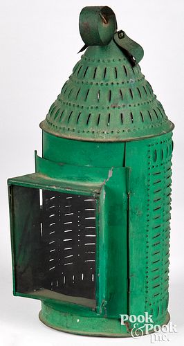 Painted punched tin lantern, 19th c.