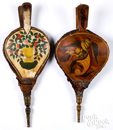 Two painted fireplace bellows, 19th c.