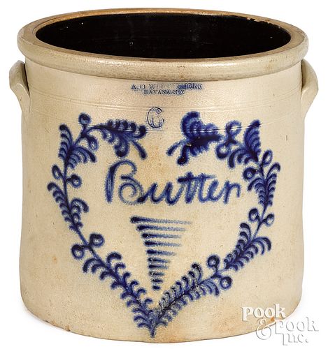New York six-gallon stoneware crock, 19th c.