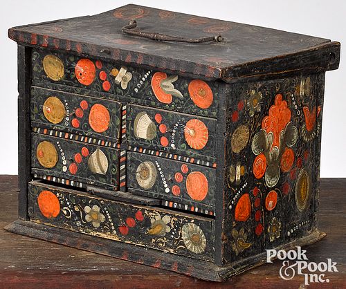 Continental painted jewelry box, early 19th c.