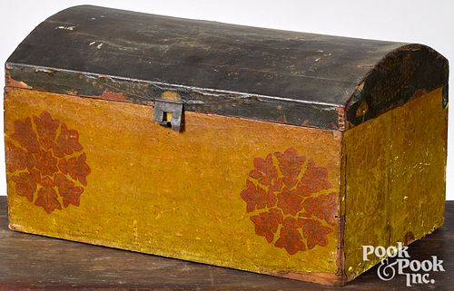 Wallpaper covered dome lid box, 19th c.