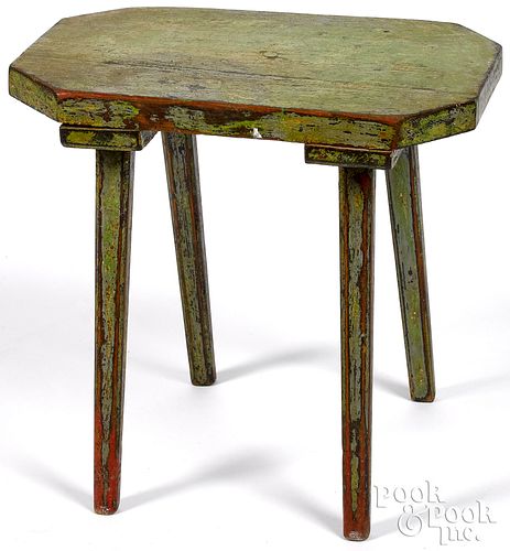 Continental painted splay leg stool, ca. 1800