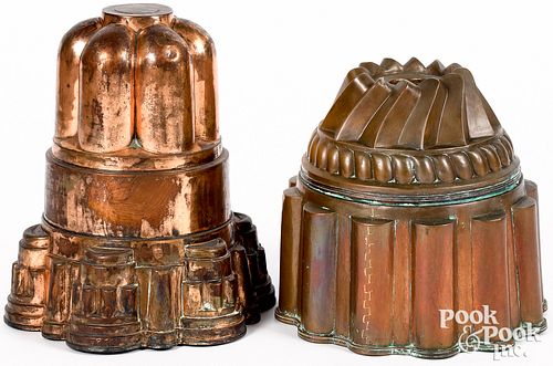 Two large copper food molds, 19th c., the taller i