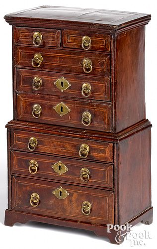 Miniature George III mahogany chest on chest, 18th