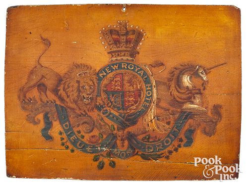 Painted armorial plaque, 19th c., for the New Roya