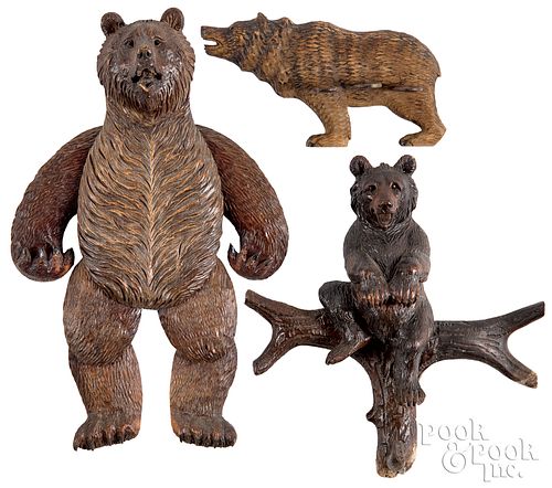 Three Black forest carved bear plaques, ca. 1900