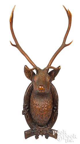 Black Forest carved elk shoulder mount, late 19th