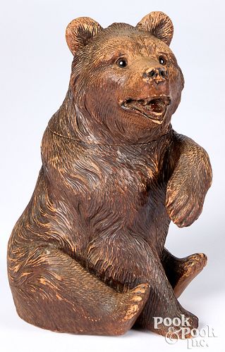 Black Forest carved bear humidor, ca. 1900, with g