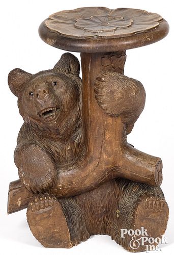 Black Forest carved bear plant stand, ca. 1900
