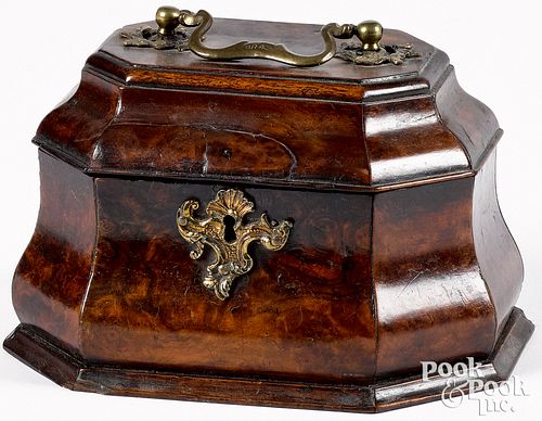 George II burl veneer bombe-form tea caddy