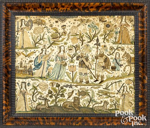 Charles II silk and metallic thread embroidery